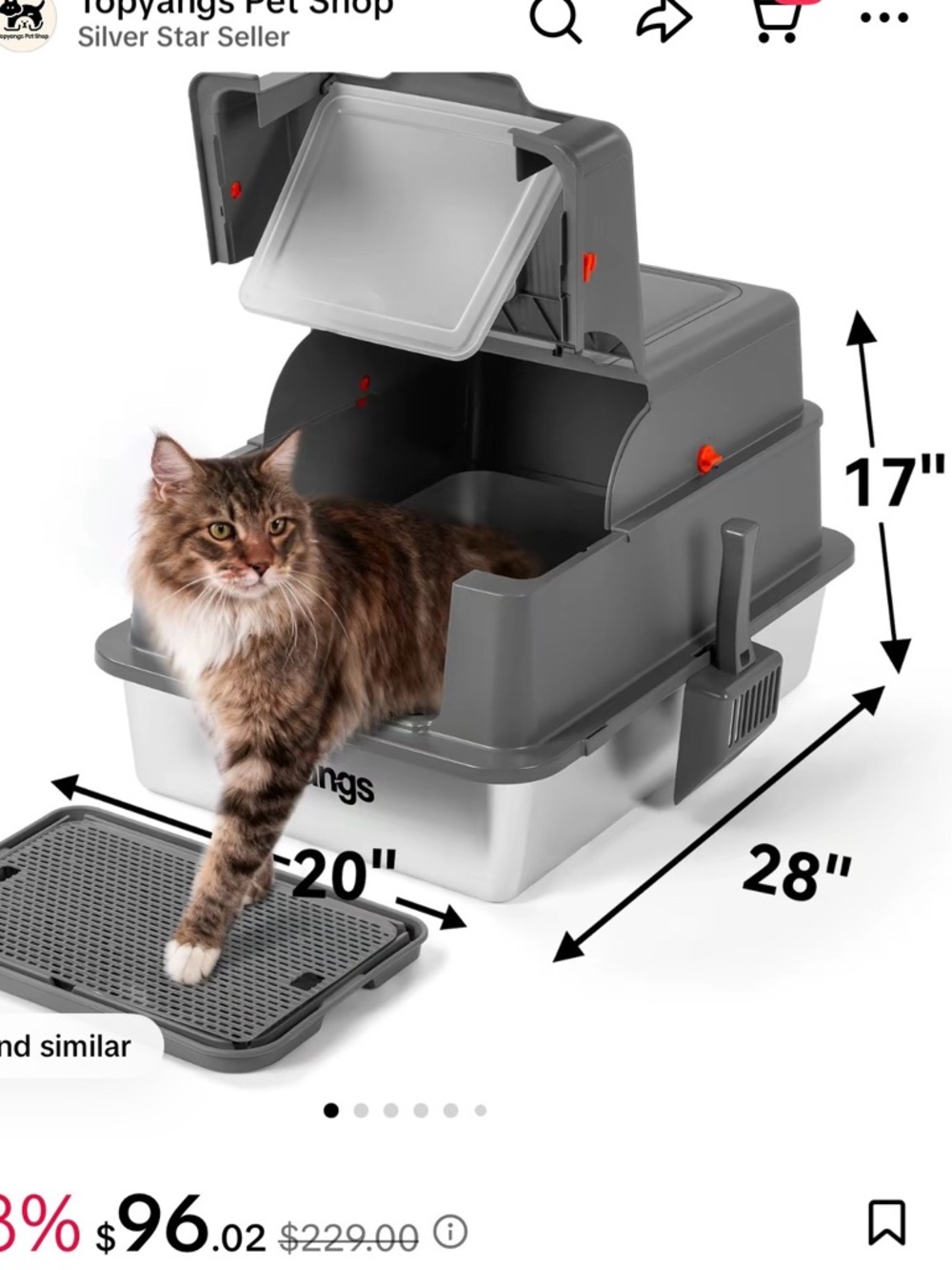 Covered Cat Litter Box in Brown - Picture 3 of 4
